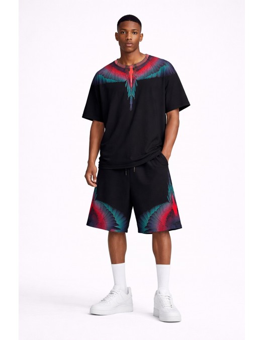 Pantaloni Scurti Marcelo Burlon, FEATHERS Insert, Negru - S6CMMABE027110