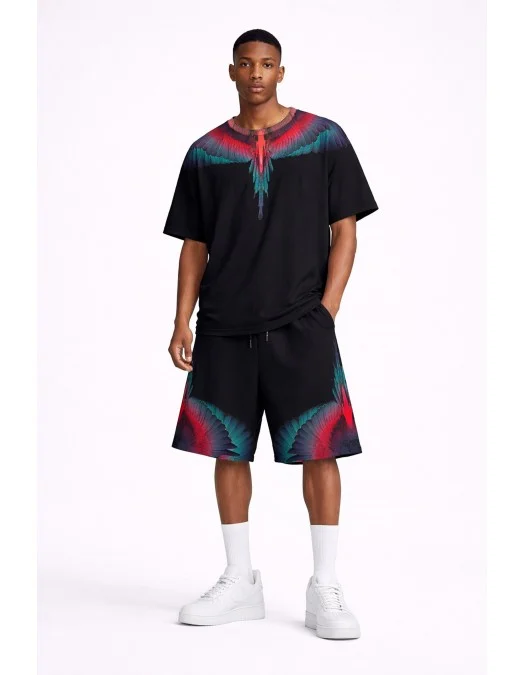Pantaloni Scurti Marcelo Burlon, FEATHERS Insert, Negru - S6CMMABE027110