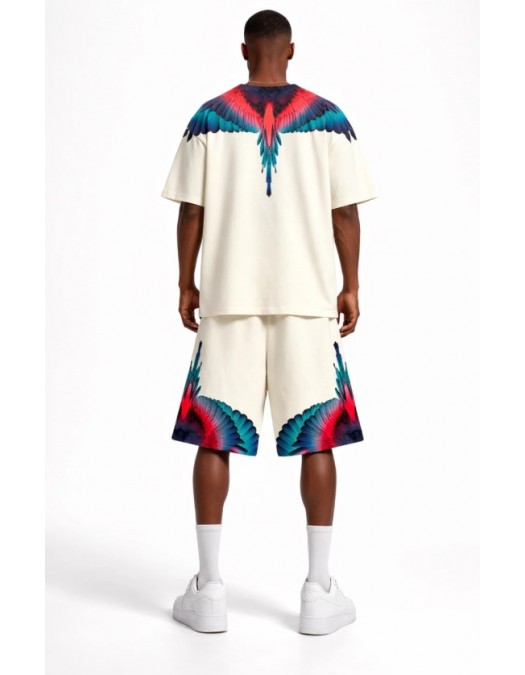 Bermude MARCELO BURLON, Bermuda Shorts With Wing Print - S6CMMABE027412