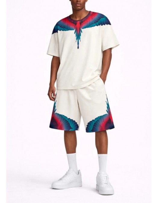 Bermude MARCELO BURLON, Bermuda Shorts With Wing Print - S6CMMABE027412