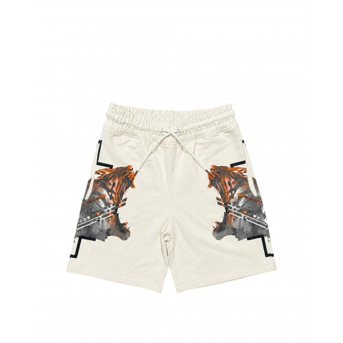Pantaloni scurti MARCELO BURLON, tiger print bermuda, Alb