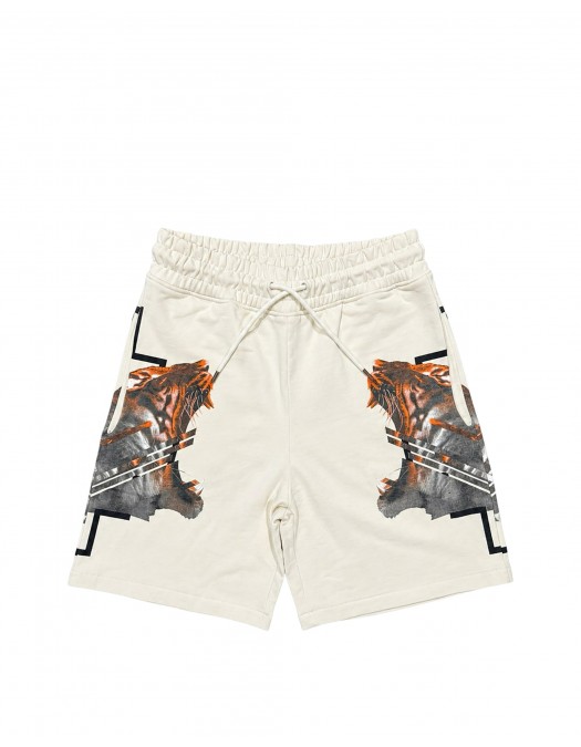 Pantaloni scurti MARCELO BURLON, tiger print bermuda, Alb - S6CMMABE053412