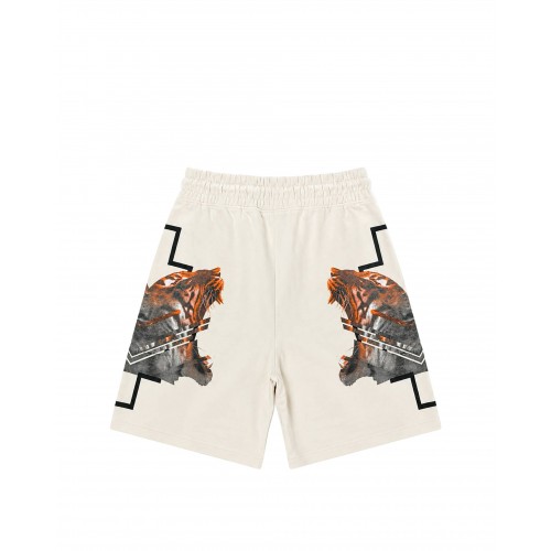 Pantaloni scurti MARCELO BURLON, tiger print bermuda, Alb