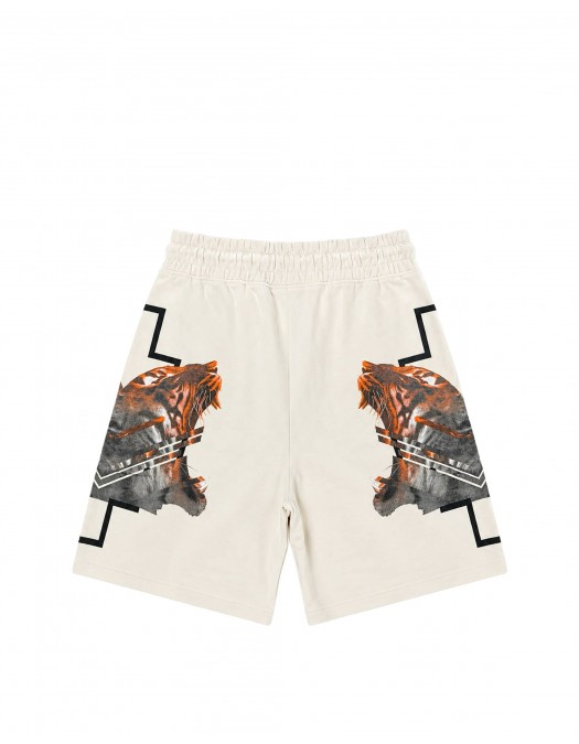 Pantaloni scurti MARCELO BURLON, tiger print bermuda, Alb - S6CMMABE053412