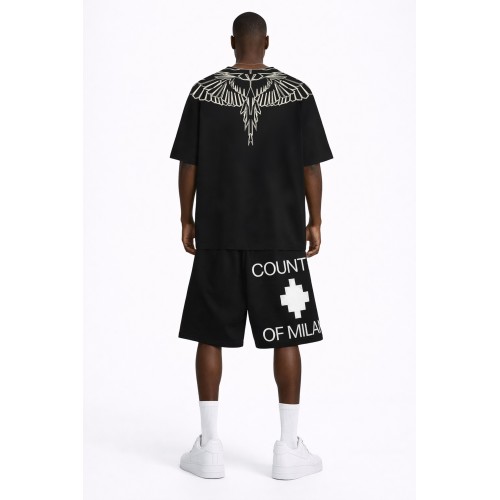 Pantaloni Scurti Marcelo Burlon, White logo Insert, Negru