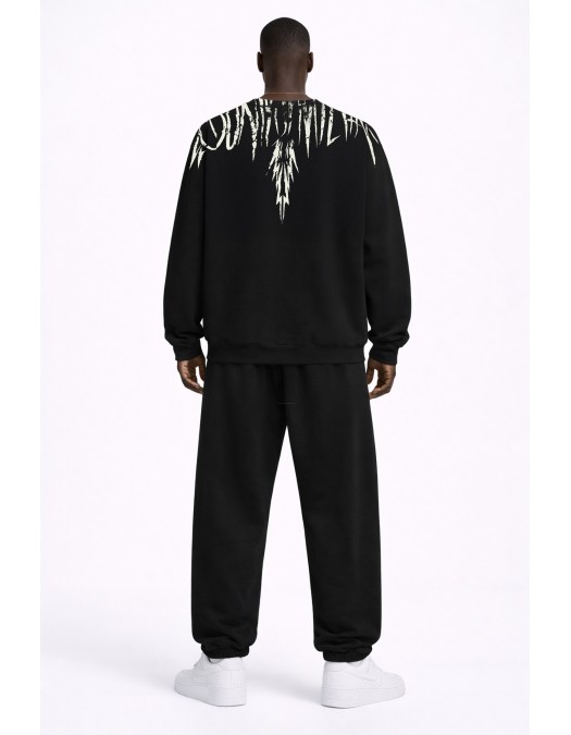 Pantaloni MARCELO BURLON, White logo Insert on Front, Negru - S6CMMAFP091110