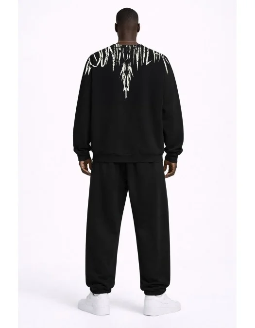 Pantaloni MARCELO BURLON, White logo Insert on Front, Negru - S6CMMAFP091110