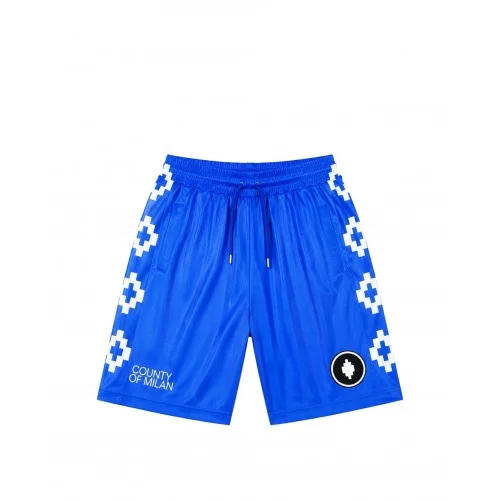 Pantaloni scurti MARCELO BURLON, logo print bermuda, Albastru