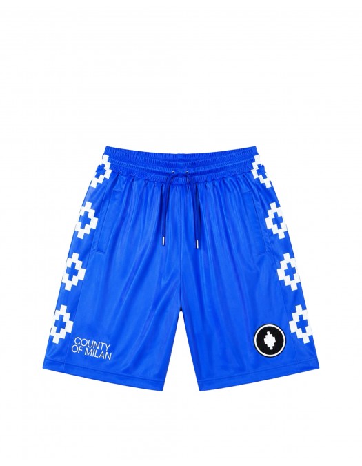 Pantaloni scurti MARCELO BURLON, logo print bermuda, Albastru - S6CMMASH085061