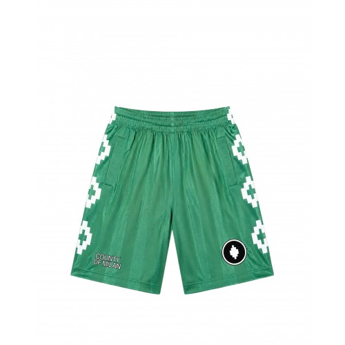Pantaloni scurti MARCELO BURLON, logo print bermuda, Verde