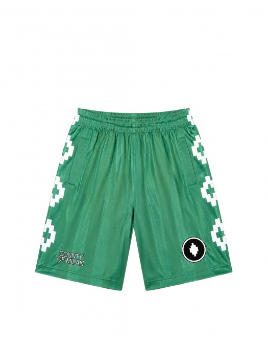Pantaloni scurti MARCELO BURLON, logo print bermuda, Verde - S6CMMASH085082