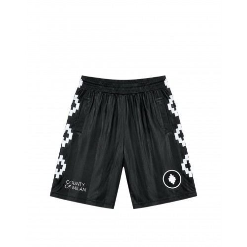 Pantaloni scurti MARCELO BURLON, logo print bermuda, Negru