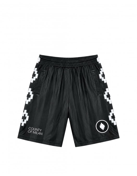 Pantaloni scurti MARCELO BURLON, logo print bermuda, Negru - S6CMMASH085110