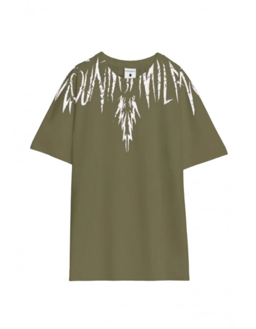 Tricou MARCELO BURLON, "Graffiti-effect" County Of Milan, Military Green - S6CMMATH003082