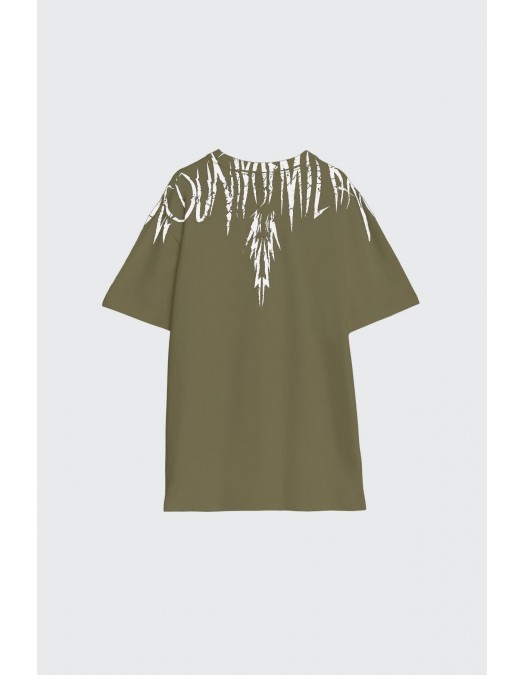 Tricou MARCELO BURLON, "Graffiti-effect" County Of Milan, Military Green - S6CMMATH003082