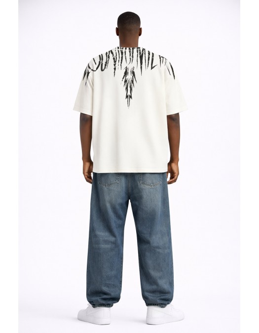 Tricou MARCELO BURLON, "Graffiti-effect" County Of Milan, Alb - S6CMMATH003412