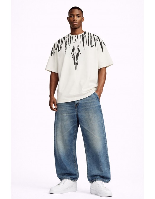 Tricou MARCELO BURLON, "Graffiti-effect" County Of Milan, Alb - S6CMMATH003412