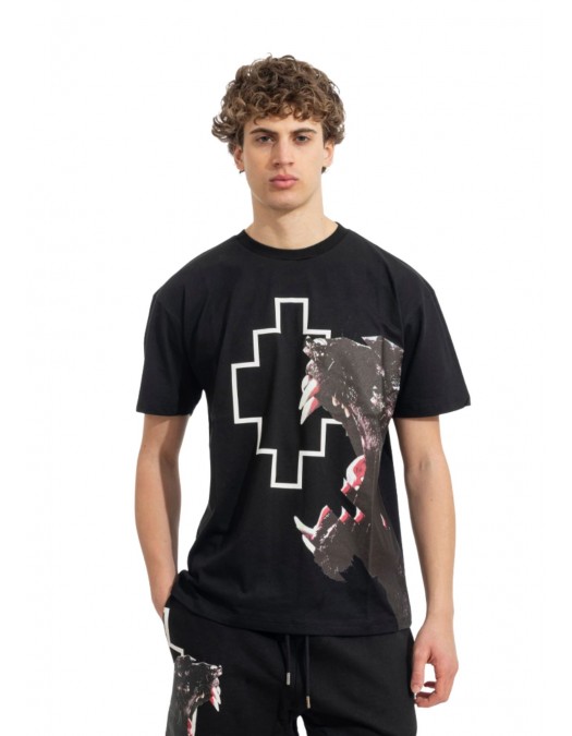 Tricou MARCELO BURLON, Panther Print, Negru - S6CMMATH043110