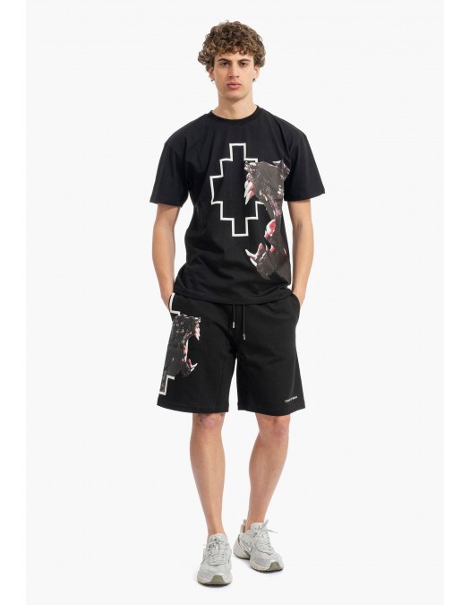 Tricou MARCELO BURLON, Panther Print, Negru - S6CMMATH043110