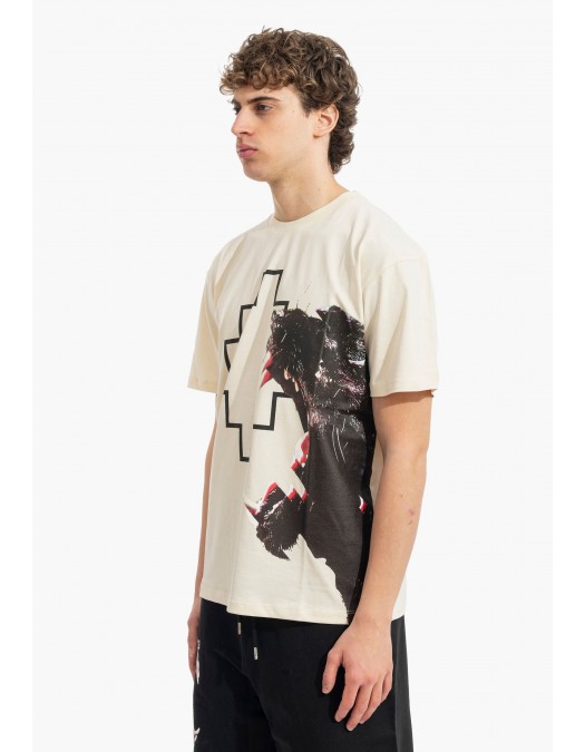 Tricou MARCELO BURLON, Panther Print, Alb - S6CMMATH043412