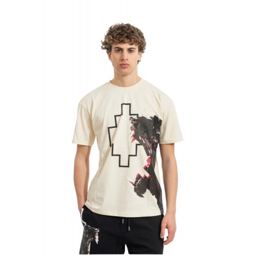 Tricou MARCELO BURLON, Panther Print, Alb