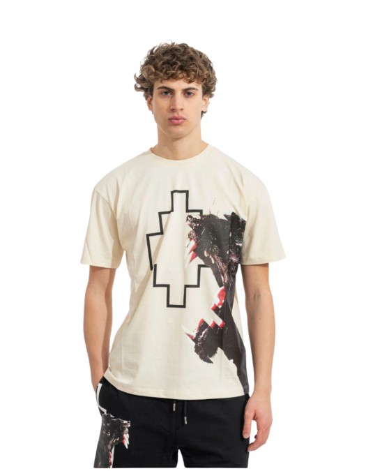 Tricou MARCELO BURLON, Panther Print, Alb - S6CMMATH043412