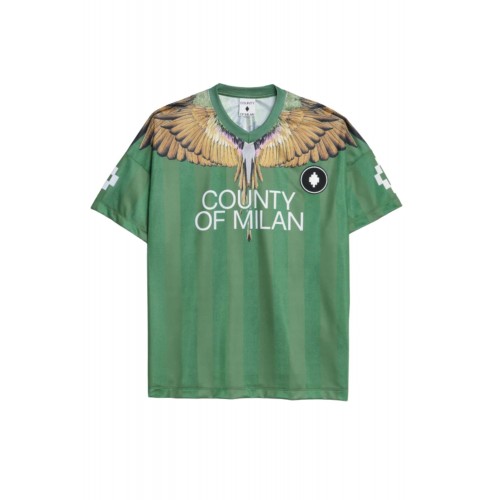Tricou MARCELO BURLON,Soccer-inspired triacetate technical fabric T-shirt,Green