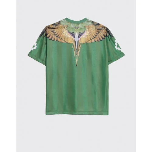 Tricou MARCELO BURLON,Soccer-inspired triacetate technical fabric T-shirt,Green