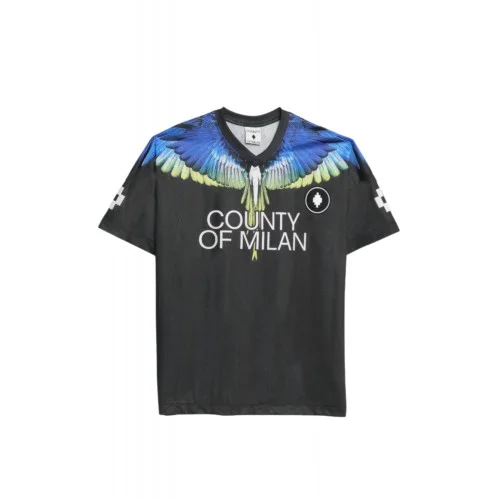 Tricou MARCELO BURLON, Soccer-inspired triacetate technical fabric T-shirt