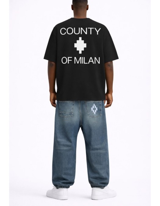 Tricou MARCELO BURLON, with logo print on the front and County of Milan, Black - S6CMMATH096110