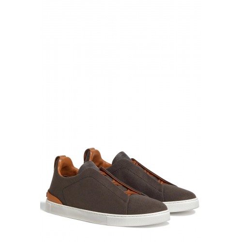 Sneakers Zegna, Low Top, Triple Stitch,  Wool, Dark Brown Sneakers Zegna, Low Top, Triple Stitch,  Wool, Dark Brown