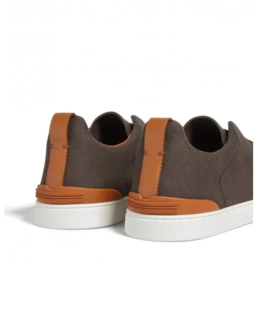 Sneakers Zegna, Low Top, Triple Stitch,  Wool, Dark Brown - S7006ZLHUTESCF