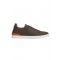 Sneakers Zegna, Low Top, Triple Stitch,  Wool, Dark Brown