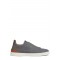 Sneakers Zegna, Low Top, Triple Stitch, Brown Details, Wool, Grey