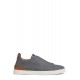 Sneakers Zegna, Low Top, Triple Stitch, Brown Details, Wool, Grey - S7006ZLHUTESGS