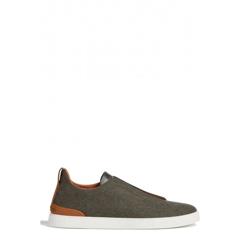 Sneakers Zegna, Low Top, Triple Stitch, Olive Sneakers Zegna, Low Top, Triple Stitch, Olive