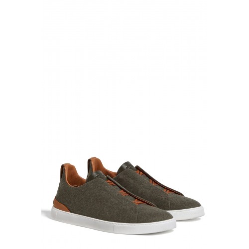 Sneakers Zegna, Low Top, Triple Stitch, Olive Sneakers Zegna, Low Top, Triple Stitch, Olive