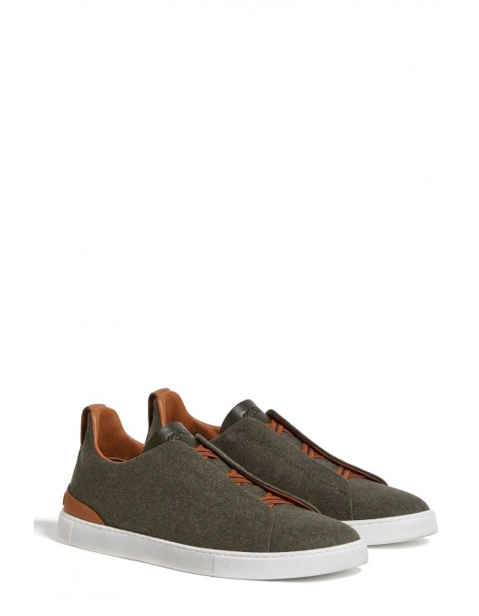 Sneakers Zegna, Low Top, Triple Stitch, Olive - S7006ZLHUTESLO