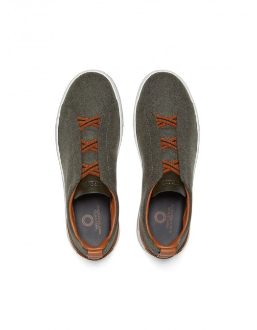 Sneakers Zegna, Low Top, Triple Stitch, Olive - S7006ZLHUTESLO