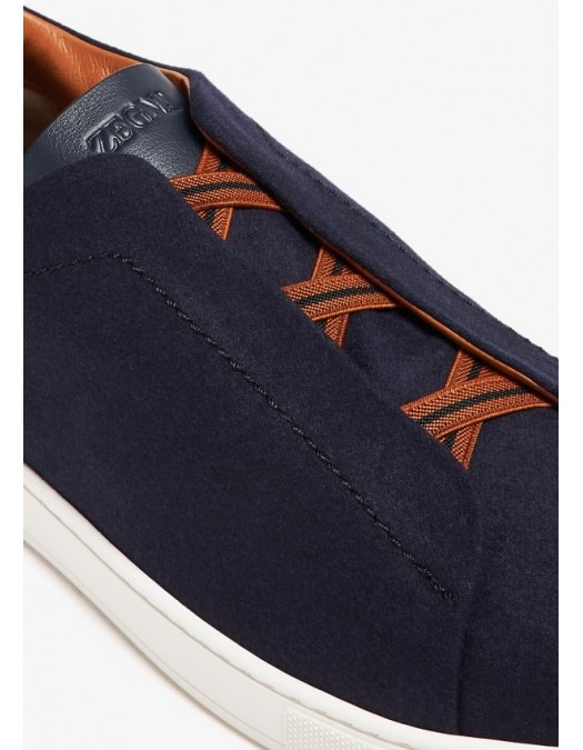 Sneakers Zegna, Low Top, Triple Stitch, Dark Blue - S7006ZLHUTESNY