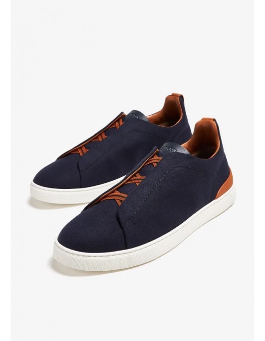 Sneakers Zegna, Low Top, Triple Stitch, Dark Blue - S7006ZLHUTESNY