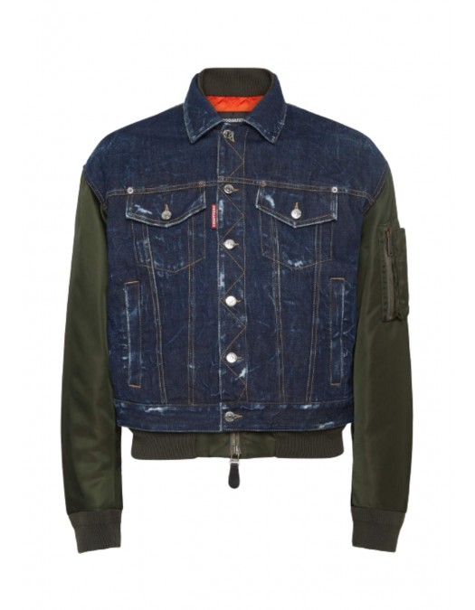 JACHETA DSQUARED2, Dark Indigo Aviator Hybrid Bomber - S71AN0611D30011470