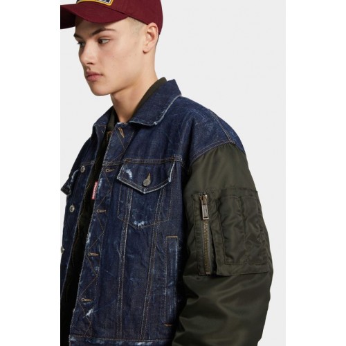 JACHETA DSQUARED2, Dark Indigo Aviator Hybrid Bomber