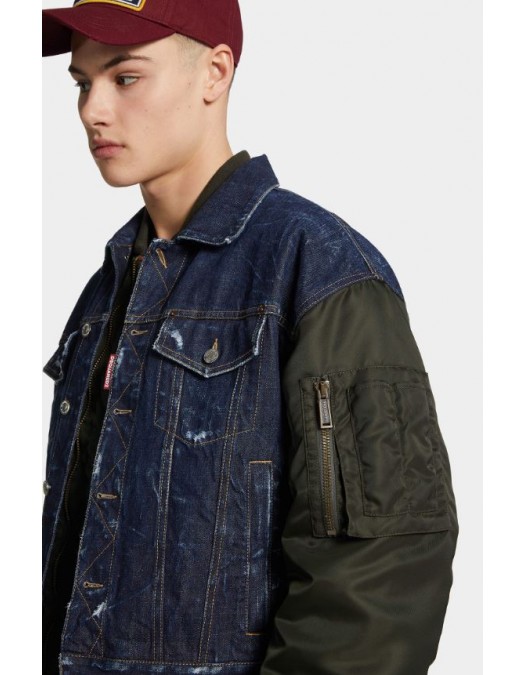 JACHETA DSQUARED2, Dark Indigo Aviator Hybrid Bomber - S71AN0611D30011470