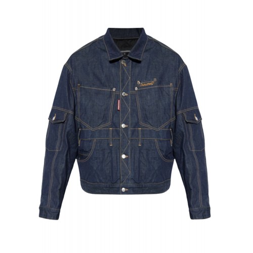 JACHETA DSQUARED2, Navy Blue Denim Jacket JACHETA DSQUARED2, Navy Blue Denim Jacket