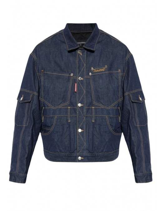 JACHETA DSQUARED2, Navy Blue Denim Jacket - S71AN0627D30011470