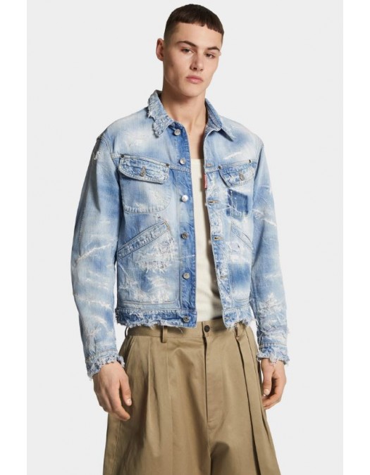 JACHETA DSQUARED2, Super Ripped Light Jachet, Albastru - S71AN0635D30011470