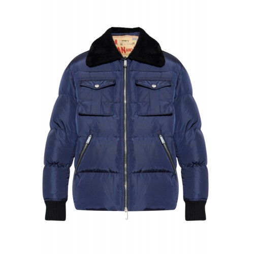 Geaca Dsquared2, NAVY BLUE Down jacket with fur collar Geaca Dsquared2, NAVY BLUE Down jacket with fur collar