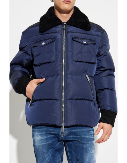 Geaca Dsquared2, NAVY BLUE Down jacket with fur collar - S71AN0642S53817487