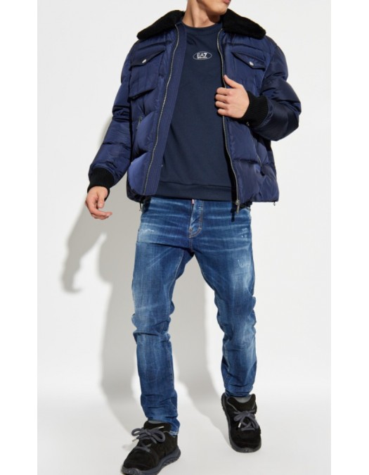 Geaca Dsquared2, NAVY BLUE Down jacket with fur collar - S71AN0642S53817487